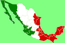 Mapa Meksyku. Kolory nic nie znaczą, ale fajnie się ułożyły.